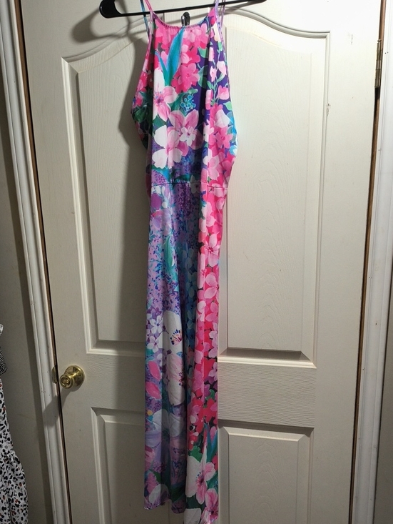 Dresses & Skirts - Floral Maxi Sundress - Pink, Purple & Turquoise